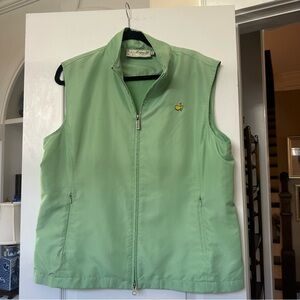 MASTERS Mint green sleeveless zip front vest with official logo